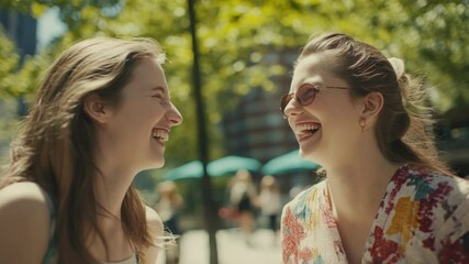 Poster - Two friends having fun together on a sunny day