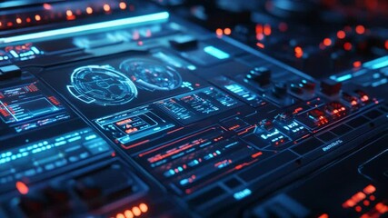 Poster - Futuristic Control Panel:  Neon Lights and Digital Displays