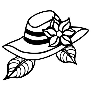 Bold Floral Wide-Brim Hat – Vector on White
