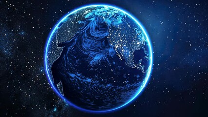 Wall Mural - planet earth with a digital ring effect in the black void of space.