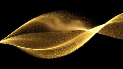 Poster - elegant motion of golden particles an abstract design of fluidity and texture against black backgrou