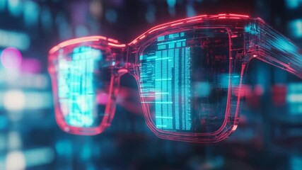 Fototapete - Futuristic Smart Glasses:  Digital Overlay on Transparent Frame