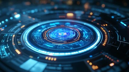 Fototapete - Futuristic Technology Interface: Abstract Digital HUD