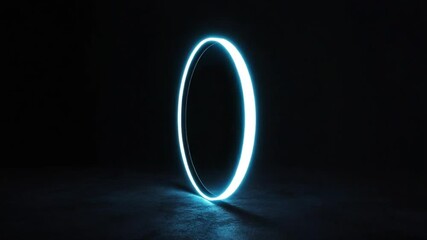 Poster - Glowing Neon Circle in Dark Room