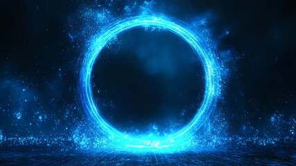 Poster - Luminous Blue Circle Abstract