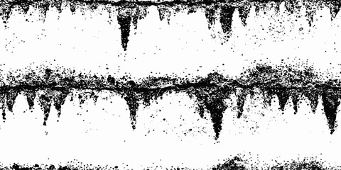 Aufkleber -  black and white abstract image featuring dripping ink like textures and splatters  creating a grungy and artistic visual effect on a white background
