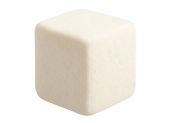 Aufkleber - Rotating soft white cube on transparent backdrop, representing minimalist design element for creative digital compositions