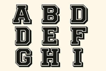Poster - Decorative alphabet letters in bold style showcasing variations of A, B, D, G, E, F, H, I on a light background
