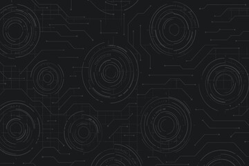 Poster - Intricate digital circuit pattern showcasing technology design on a dark background during late evening