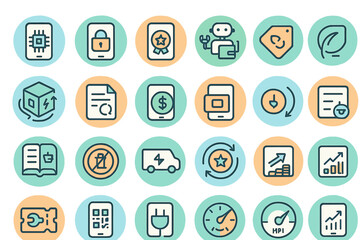 Poster - Digital icons representing various technology and business concepts in a colorful layout suitable for presentations