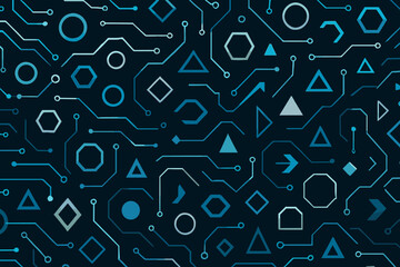 Poster - Detailed geometric patterns with various shapes and lines on a dark background