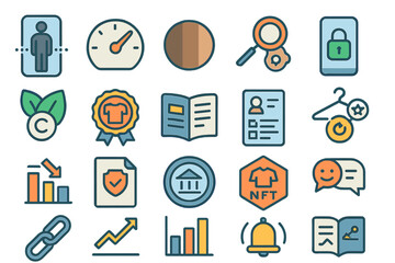 Poster - Collection of colorful icons representing digital concepts like NFTs, analytics, security, and user experience