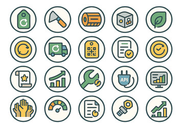 Poster - Collection of different symbols representing various business concepts and activities for effective management and analysis