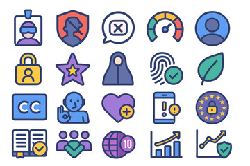 Poster - Various icons depicting digital security, identity management, and user interaction in a modern technological landscape