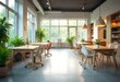 © Halim - Generative AI envisions a bright blurred open office with plants aplenty