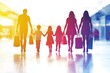 © n.img - Family Shopping Day Silhouette in Colorful Light Background