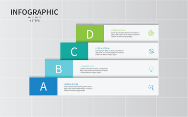 Fototapete - ladder Infographic 4 steps stairs to success growth template. Business process. Vector illustration.