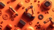 © suprato - Orange and grey industrial components arranged on a flat surface.