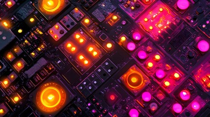 Poster - Close-up view of a complex electronic circuit board.