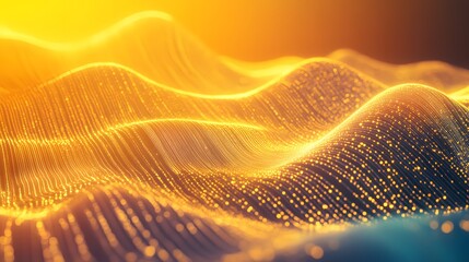 Poster - Abstract gold wave design with luminous points.
