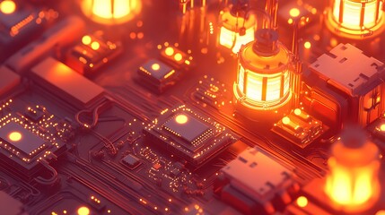 Poster - Intricate circuit board design with glowing components.