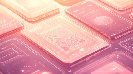 Poster - Futuristic mobile devices with glowing interface designs.