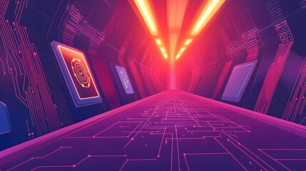 Poster - Digital pathway lined with circuit board patterns.