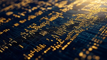 Poster - Close-up view of a complex digital network.