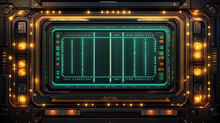 Poster - Futuristic technological panel with glowing circuit design.
