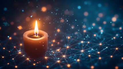 Poster - Illuminated candle on a network of light.