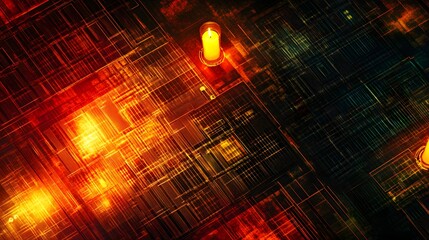 Poster - Abstract intricate network design with warm, glowing highlights.