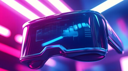 Poster - Futuristic virtual reality headset displays digital interface.