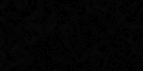 Poster - Topographic map wavey line digital style illustration with white contour lines on a black background creating an abstract design,  creating a seamless and intricate design of elevation and terrain.