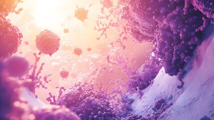 Poster - Detailed illustration of biological cells in motion.