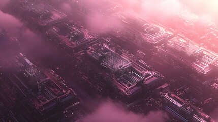 Poster - Abstract architectural structures in a hazy atmosphere.