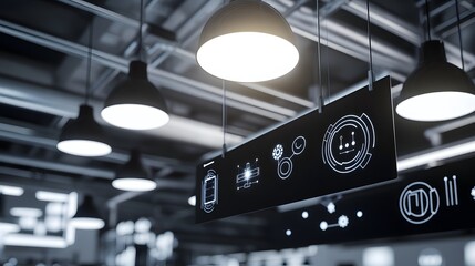 Poster - Futuristic signage with illuminated graphic displays.