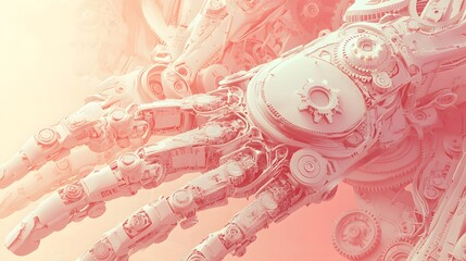 Poster - Detailed close-up view of a complex mechanical hand.