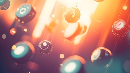 Poster - Abstract digital spheres with glowing lights.