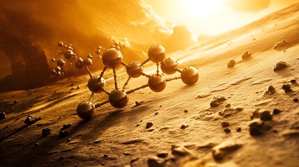 Poster - Complex molecular structure on a desolate landscape.