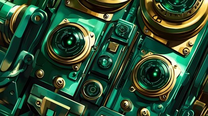 Poster - Close-up view of intricate, metallic machinery.