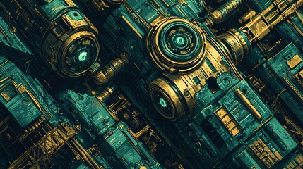 Poster - Detailed illustration of intricate, futuristic machinery.