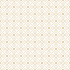 Wall Mural - seamless geometric pattern featuring interconnected diamond and cross-like shapes in golden-brown li