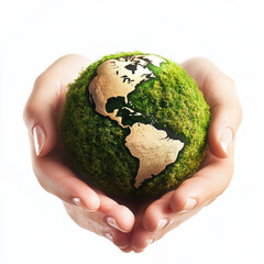 Wall Mural - human hand earth day palm continents