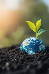 Wall Mural - soil plant continents closeup globe placed