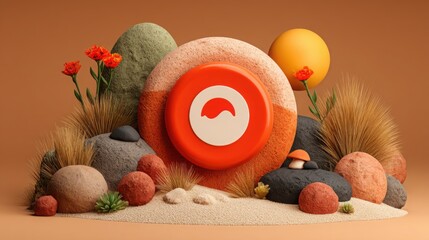 Poster - Rock with a red button symbolizing tech-regulated inflation guard concept for digital price management strategies