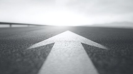 Poster - Road with a white arrow marking the path ahead symbolizing the concept of tracking escalation and urgent issue resolution