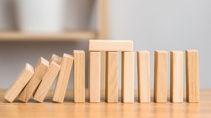 Aufkleber - Stacking of wooden blocks demonstrating reactive decision making and unplanned moves in a playful learning environment