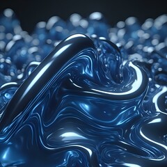 Wall Mural - the image showcases a close-up of shiny, metallic blue and white surfaces resembling a liquid or a w