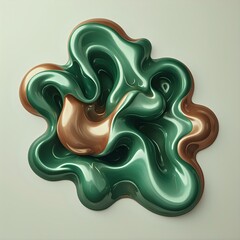 Wall Mural - this image features a visually striking abstract composition of green and brown liquid, creating a d