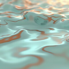 Wall Mural - the image presents a digital rendering of a flowing, abstract water surface, with light blue and ora